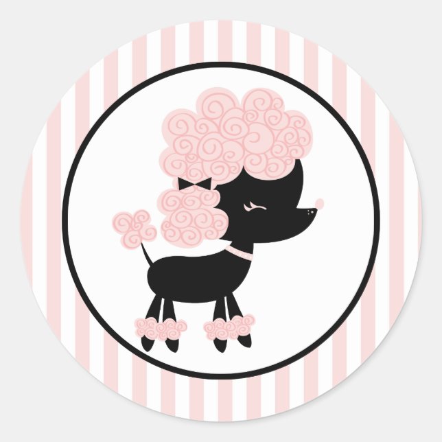 Sticker Rond Caniche français de dessin animé (Devant)