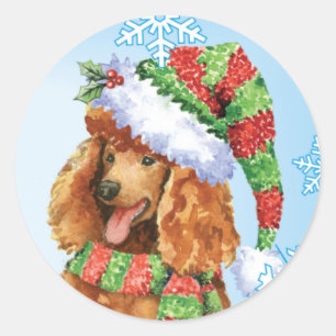 Sticker Rond Caniche heureux de Howlidays