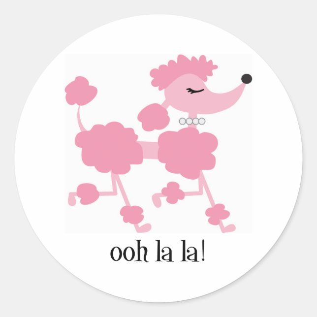 Sticker Rond caniche rose (Devant)