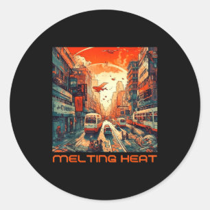 Sticker Rond Canicule urbaine _ ville futuriste &