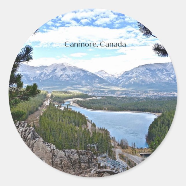 Sticker Rond Canmore, Canada photo pittoresque (Devant)
