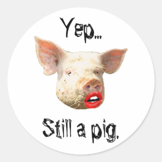 Sticker Rond Canne à lèvres sur un porc
