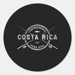 Sticker Rond Canne à pêche croisées vintage Costa Rica