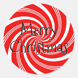 Sticker Rond Canne à sucre Twist Joyeux Noël