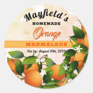Sticker Rond Canne aux fruits d'Oranges Jam Jar