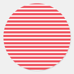 Sticker Rond Canne de bonbon rouge et blanc rayé horizontal sim