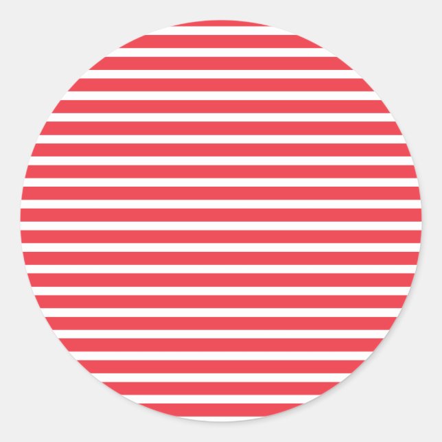 Sticker Rond Canne de bonbon rouge et blanc rayé horizontal sim (Devant)