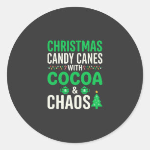 Sticker Rond Canne de Noël Canne en sucre Cacao Chaos Fêtes