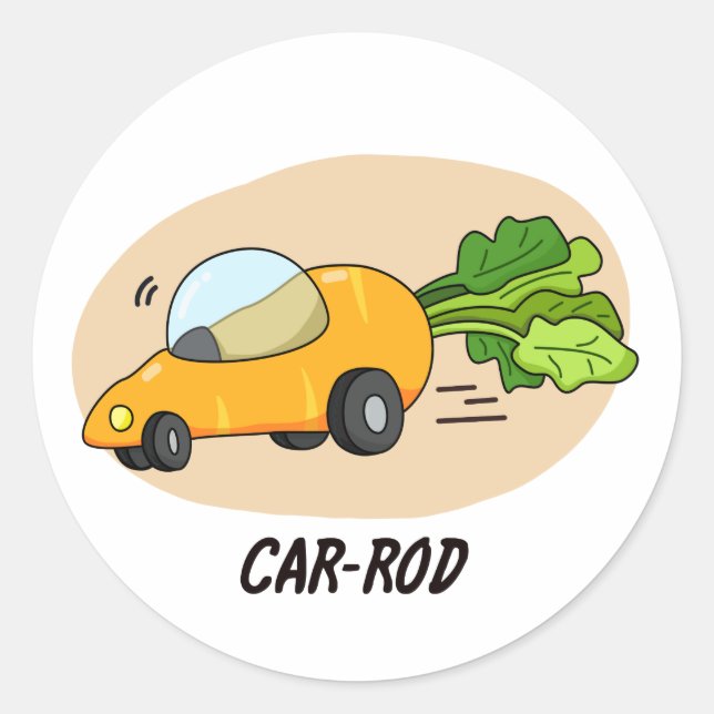 Sticker Rond Canne-voiture Funny Carrot Pun (Devant)