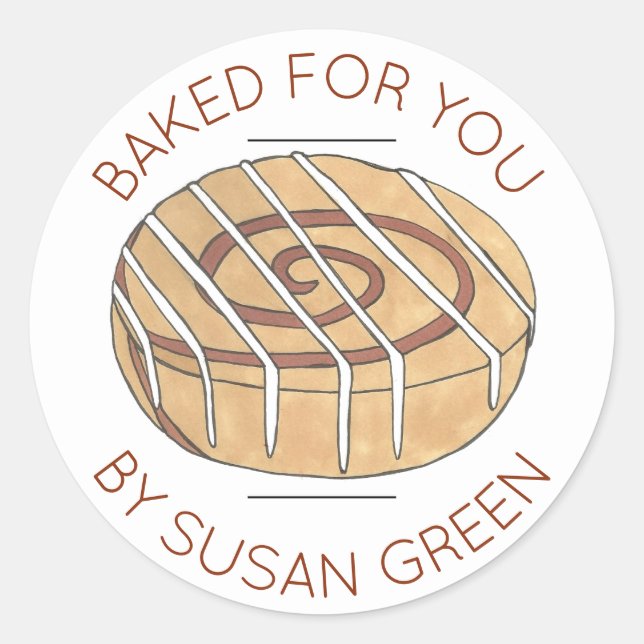 Sticker Rond Cannelle Maison Rouleaux Buns Fabriqués Par (Devant)