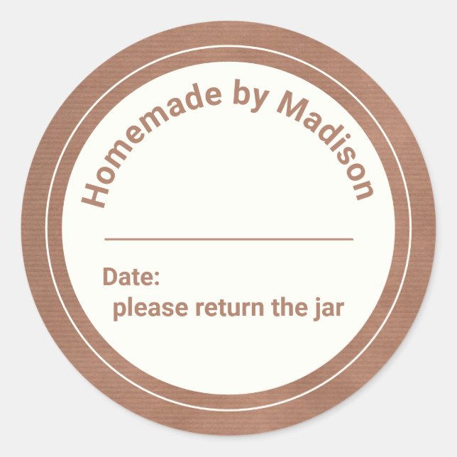 Sticker Rond Canning personnalisé fait maison | Retourner le po (Devant)