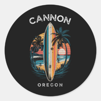Sticker Rond Cannon Beach Oregon Men Women Surfing 