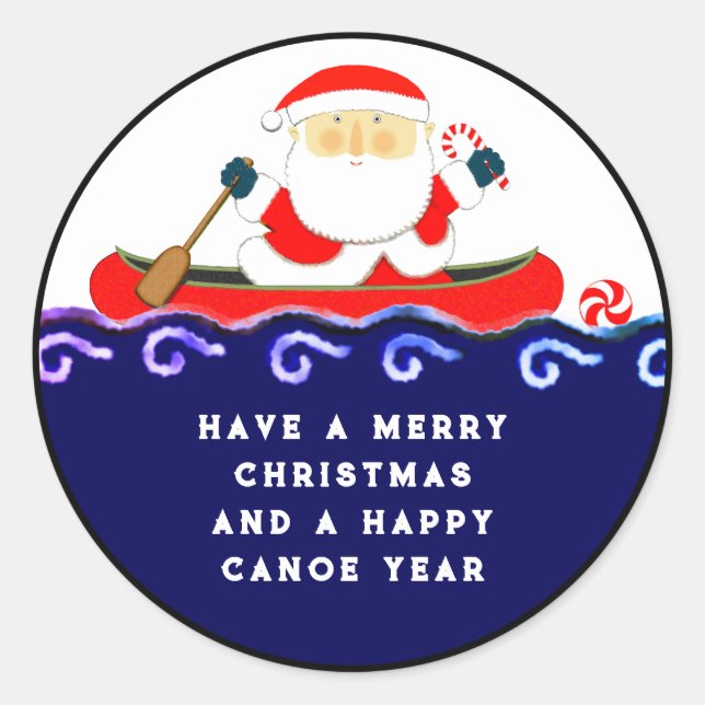 Sticker Rond Canoë de Noël (Devant)