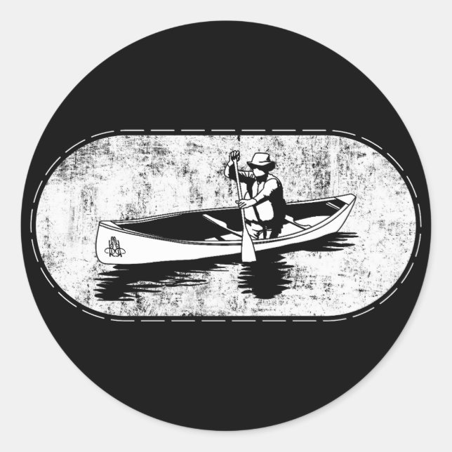 Sticker Rond Canoë-kayak canadien Vintage (Devant)