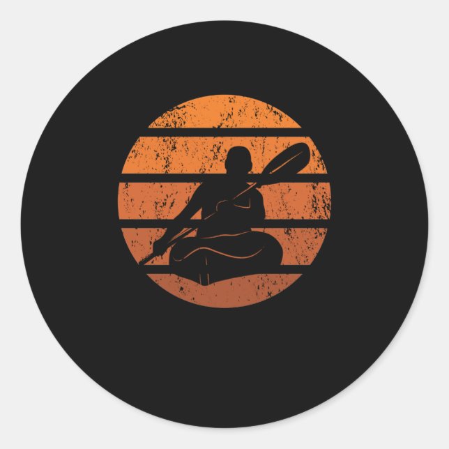 Sticker Rond canoë vintage rétro kayak paddle sport (Devant)