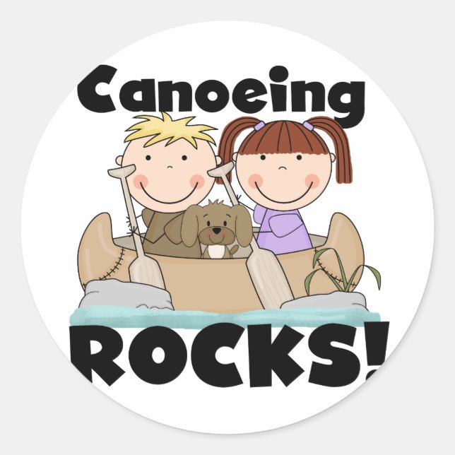 Sticker Rond Canoeing Rocks Deux t-shirts et cadeaux (Devant)