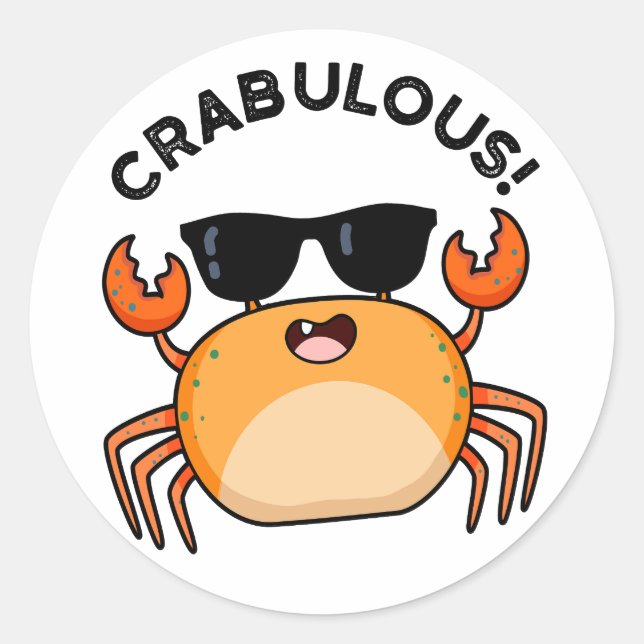 Sticker Rond Canon de crabe amusant (Devant)