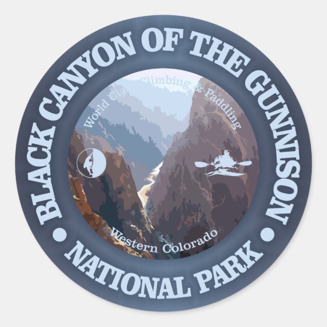 Sticker Rond Canyon noir du Gunnison NP (C) (Devant)