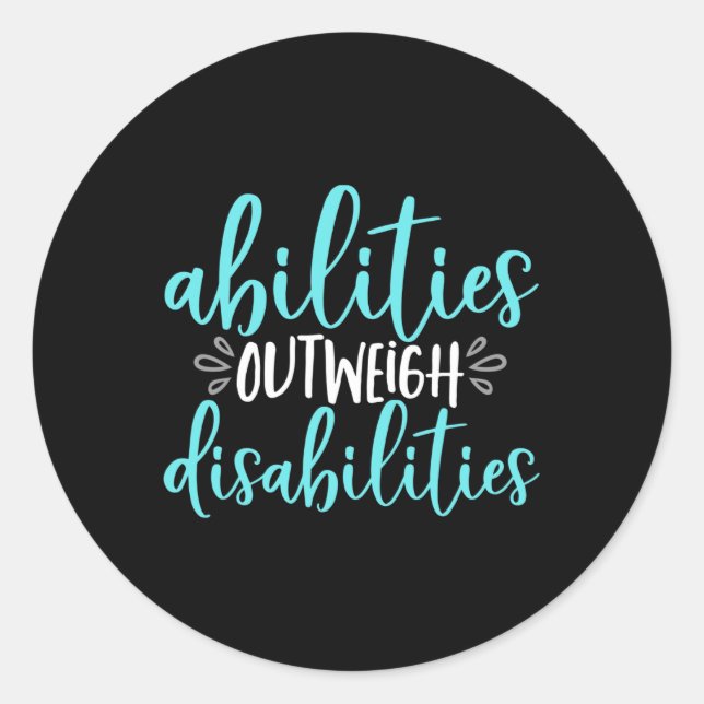 Sticker Rond Capacités par rapport aux incapacités Enseignement (Devant)