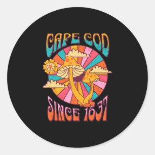 Sticker Rond Cape Cod M Champignon Boho Souvenir Vacances Vinta