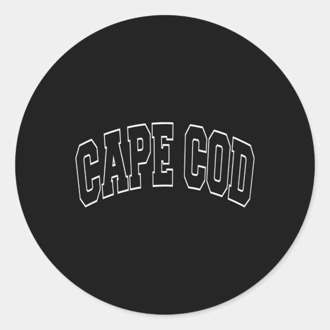Sticker Rond Cape Cod Massachusetts Style Varsity Texte noir (Devant)