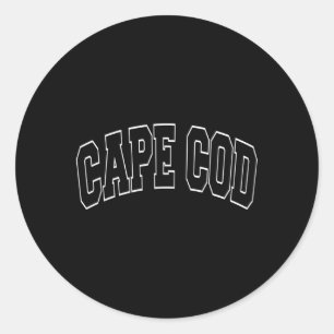 Sticker Rond Cape Cod Massachusetts Style Varsity Texte noir