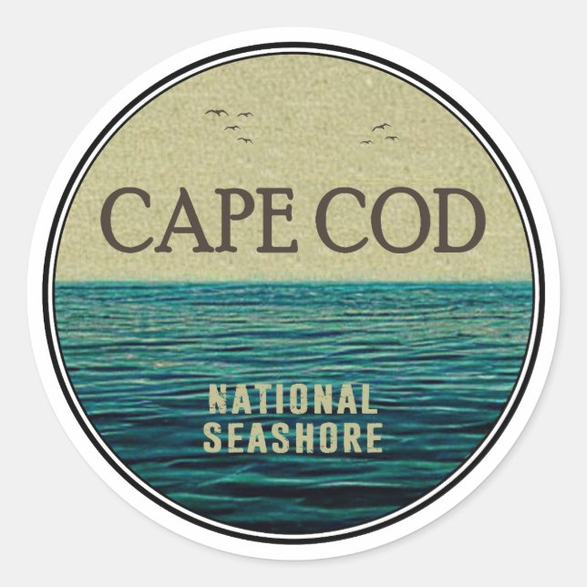 Sticker Rond Cape Cod National Seashore Ocean Birds (Devant)