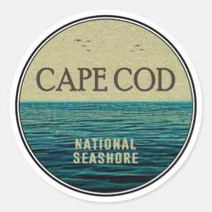 Sticker Rond Cape Cod National Seashore Ocean Birds