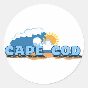 Sticker Rond Cape Cod "Waves" Design.