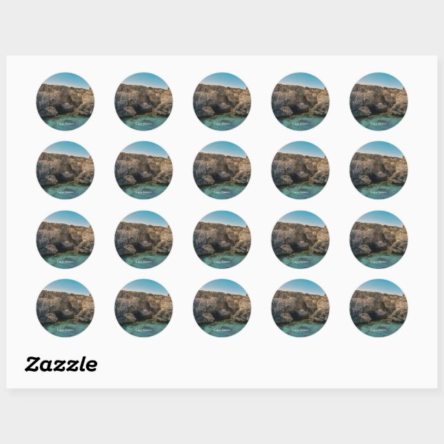 Sticker Rond Cape Greco, Chypre (Feuille)