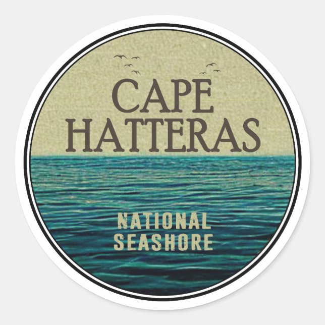 Sticker Rond Cape Hatteras National Seashore Ocean Birds (Devant)