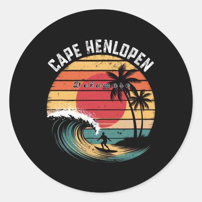 Sticker Rond Cape Henlopen State Park Delaware Plage Surfing  (Devant)