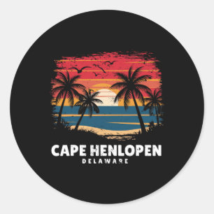 Sticker Rond Cape Henlopen State Park Delaware Surfeur Rétro