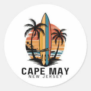 Sticker Rond Cape May Point State Park New Jersey Surfant surfe