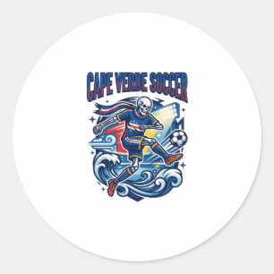Sticker Rond Cape Verde Football Skeleton Attaquant Nations Pre