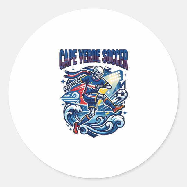 Sticker Rond Cape Verde Football Skeleton Attaquant Nations Pre (Devant)