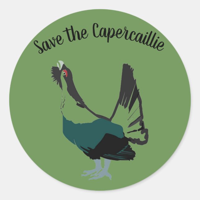 Sticker Rond Capercaillie oiseau Art Round Sticker, Glossy (Devant)