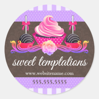 Sticker Rond Câpes à gâteaux et Cupcake Boulangerie Câbles