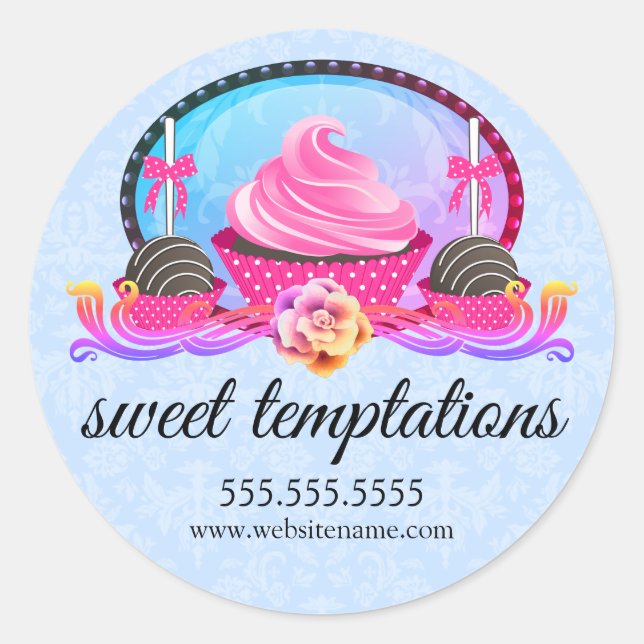 Sticker Rond Câpes à gâteaux et Cupcake Boulangerie Câbles (Devant)