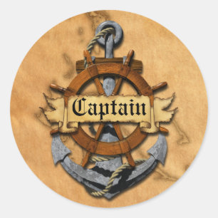 Sticker Rond Capitaine Anchor et roue