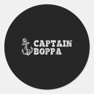 Sticker Rond Capitaine Boppa Voile Bateau Bateau Vintage Ancre