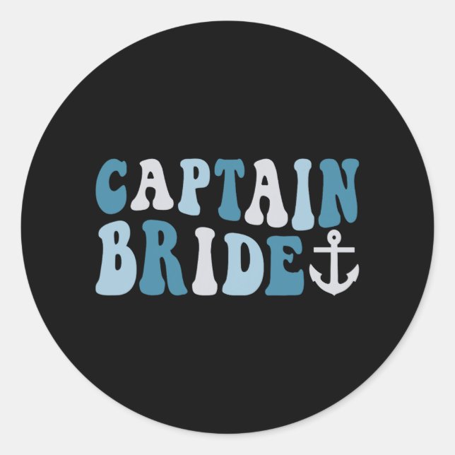 Sticker Rond Capitaine Bride croisière Super Bachelorette nauti (Devant)