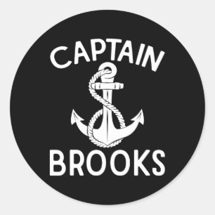 Sticker Rond Capitaine Brooks Bateau Yacht Ancre Bateau Navire