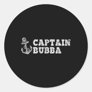Sticker Rond Capitaine Bubba Voile Bateau Bateau Vintage Ancre