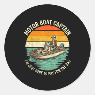 Sticker Rond Capitaine de bateau à moteur drôle squelette graph