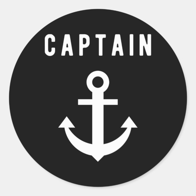 Sticker Rond Capitaine de bateau Ancre marin marin (Devant)