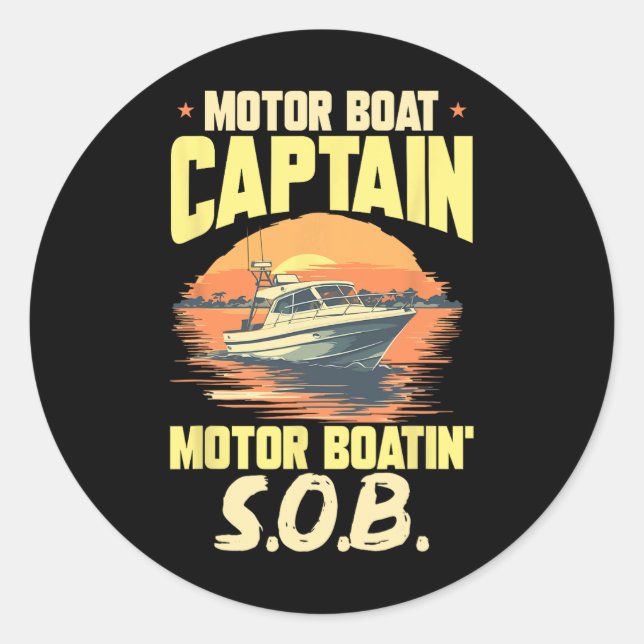 Sticker Rond Capitaine de bateau de plaisance Capitaine de bate (Devant)