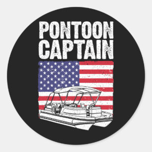 Sticker Rond Capitaine de bateau ponton cool art pour hommes fe