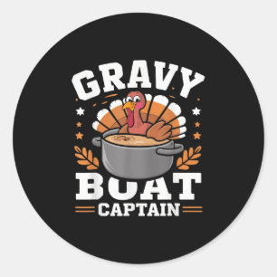 Sticker Rond Capitaine de la barque à sauce drôle de dîner de T