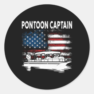 Sticker Rond Capitaine de Ponton de Bateau le 4 Juillet